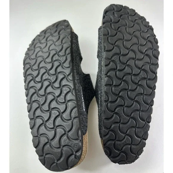 Birkenstock Arizona Shearling Sandal Charcoal Gray Cork Suede Women's 39 Size 8 - Picture 14 of 16